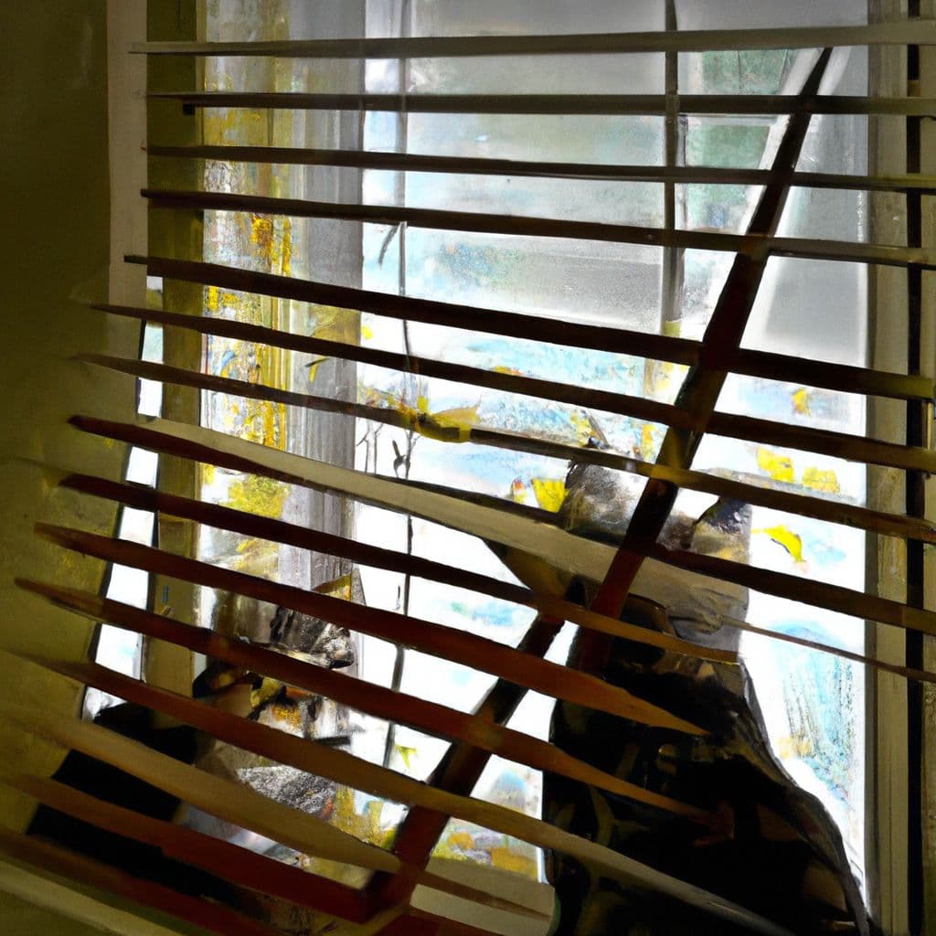 Digital art, Curiosity piqued, they peered through the window and noticed their neighbor had set up new traps to catch their mischievous feline companions, resolving to surrender their futile attempts and retreat back indoors.