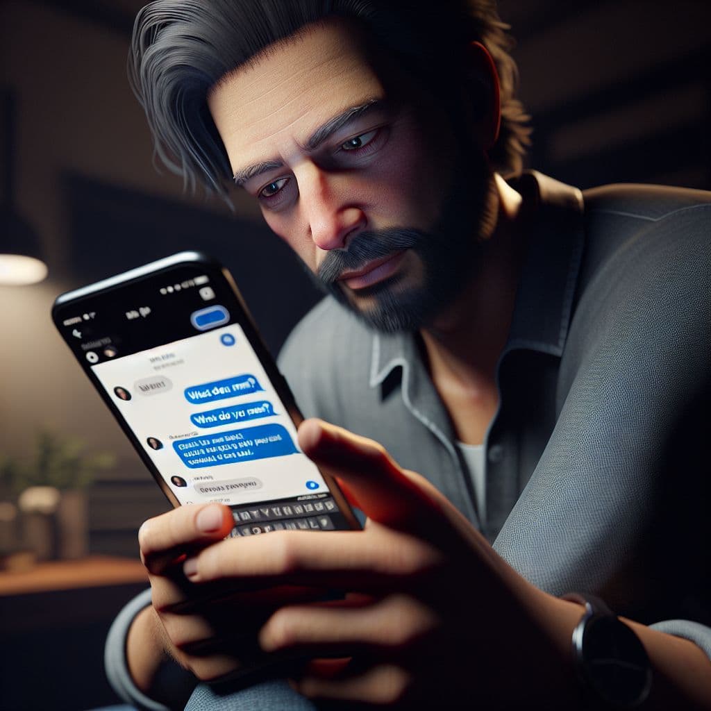Digital art 4k scene from a movie: He received a message from a close friend expressing that their conversations didn't feel as meaningful, causing him to text back 'what do you mean?' in a state of concern.
