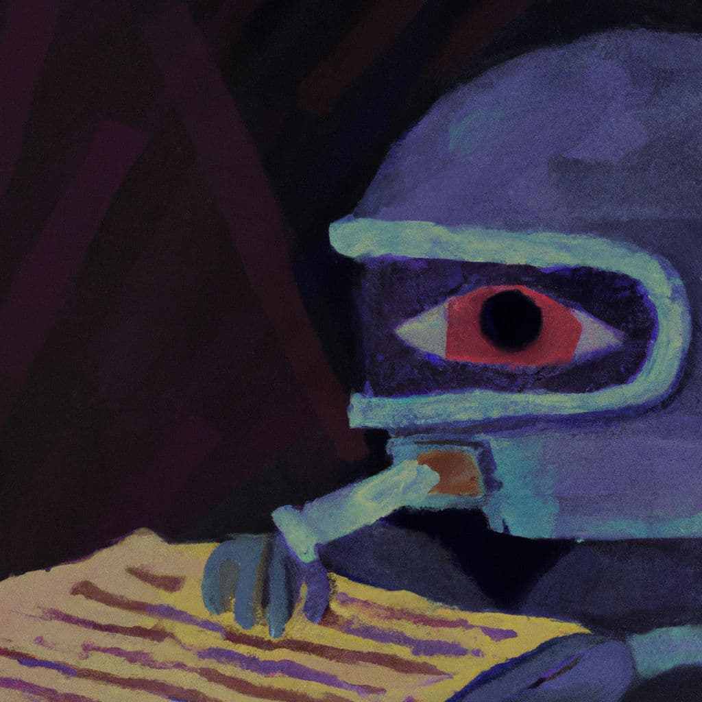 Digital art, A person walking down a dark sidewalk at night meets up with their friend to talk about their conflicting emotions, feeling better, until receiving a text from their dad urging them to call him, leading to a conversation revealing the presence of a tracker on their phone and a statue in their room that can see and hear everything, causing frustration and lack of control before waking up.