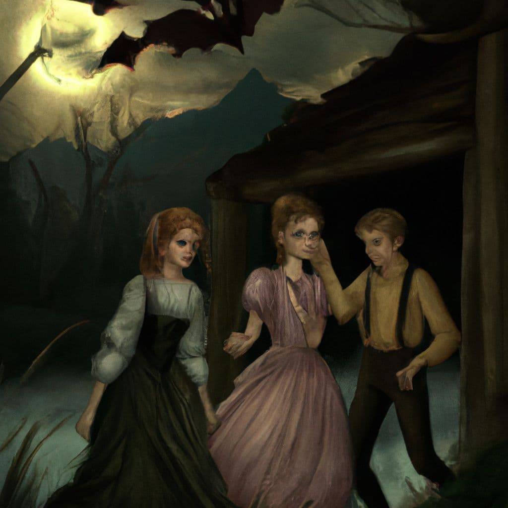 Digital art, As a vampire, they desperately search for the two young girls they were fond of to protect and hide them from the blonde vampire who had gone on a murderous rampage in the village.